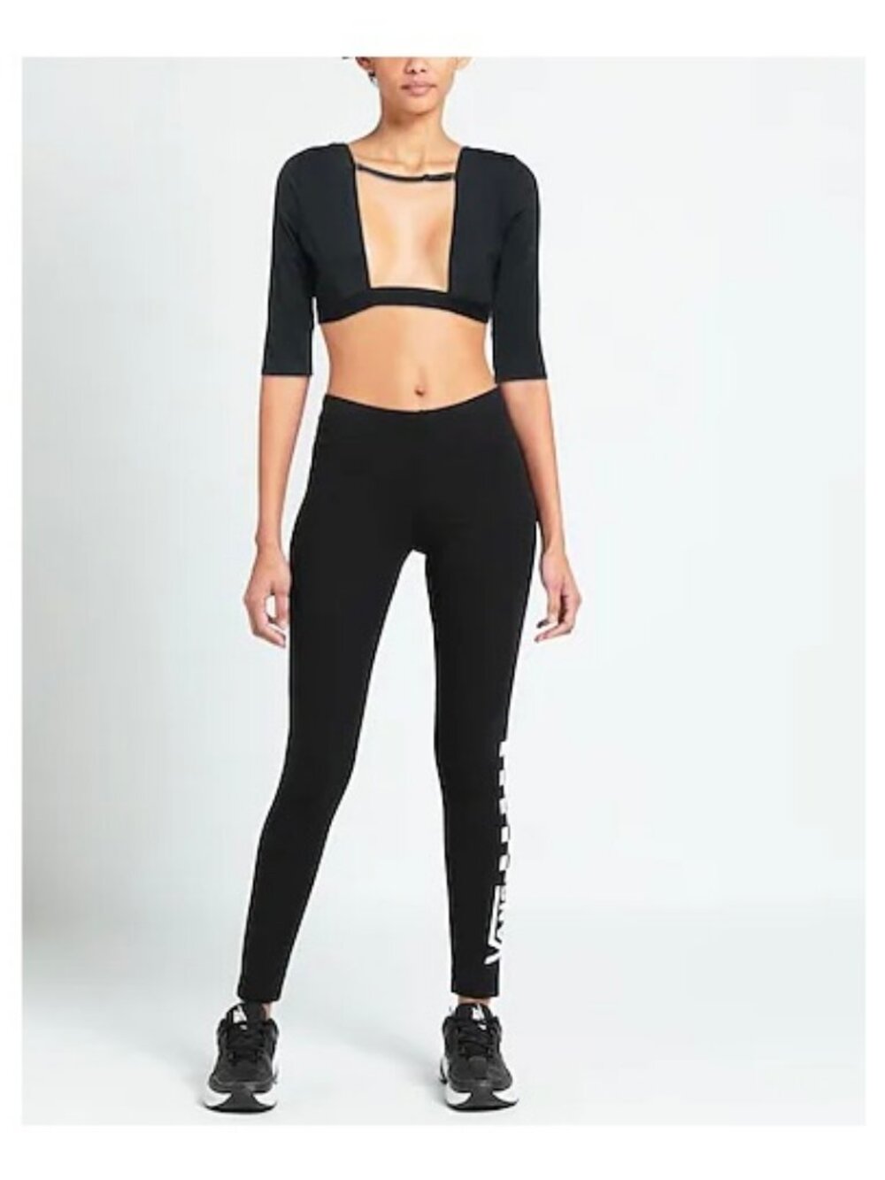 NWOT SHIMMY Black Open Gathered Shoulder Crop Top SIZE S / XS